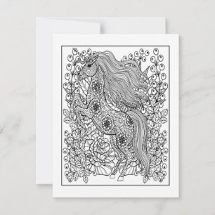 Unicorn Coloring Postcard Magical DIY Art Card