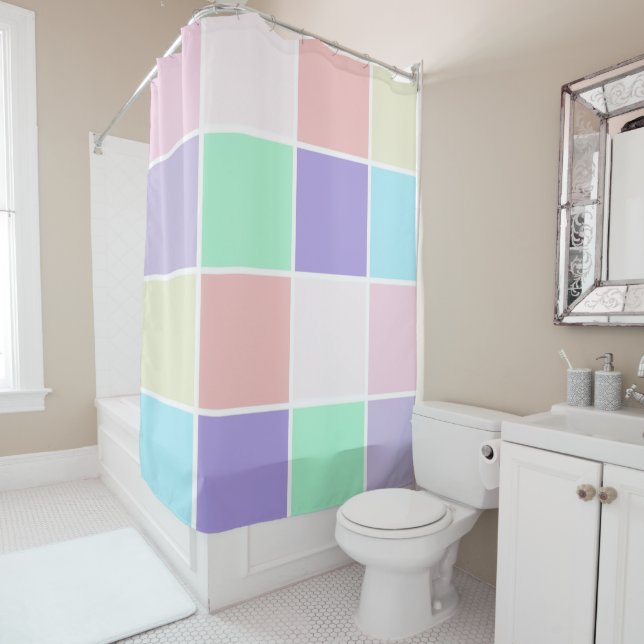 Unicorn Colour Squares Shower Curtain (In Situ)
