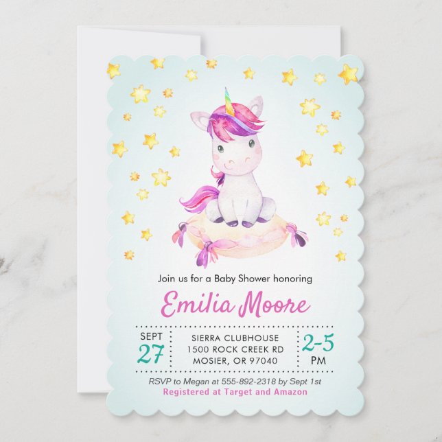 Unicorn Colourful Baby Shower Sprinkle Girl Boy Invitation (Front)