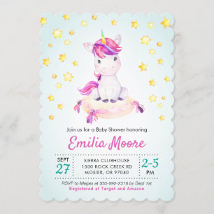 Unicorn Colourful Baby Shower Sprinkle Girl Boy Invitation