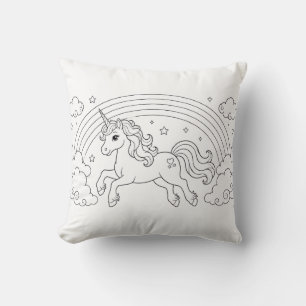 Unicorn Colouring Book Pillow Kids Room Decor