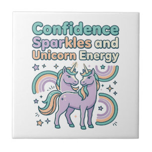 Unicorn Confidence Sparkles and Unicorn Energy Tre Ceramic Tile