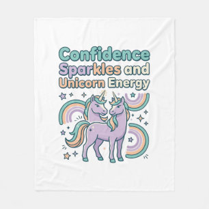 Unicorn Confidence Sparkles and Unicorn Energy Tre Fleece Blanket