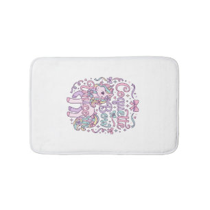 Unicorn Coquette Bow Unicorn Cute Pastel Graphic T Bath Mat