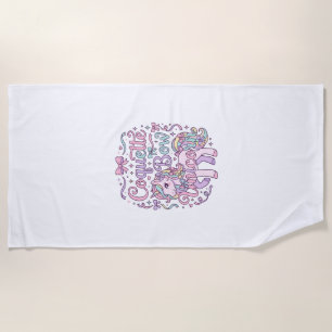 Unicorn Coquette Bow Unicorn Cute Pastel Graphic T Beach Towel