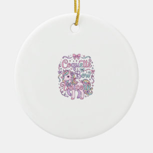 Unicorn Coquette Bow Unicorn Cute Pastel Graphic T Ceramic Ornament