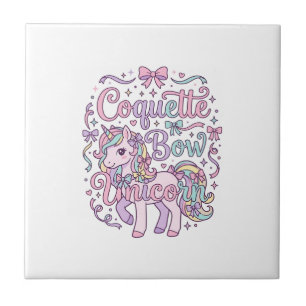 Unicorn Coquette Bow Unicorn Cute Pastel Graphic T Ceramic Tile