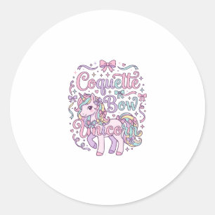 Unicorn Coquette Bow Unicorn Cute Pastel Graphic T Classic Round Sticker