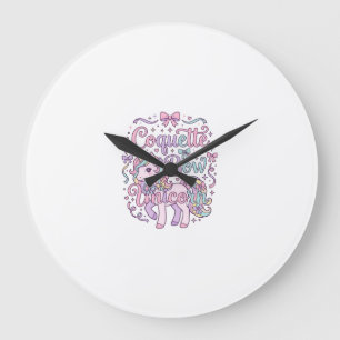 Unicorn Coquette Bow Unicorn Cute Pastel Graphic T Large Clock
