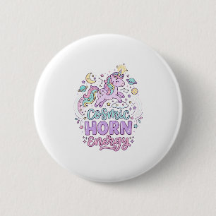 Unicorn Cosmic Horn Energy Cute Pastel Graphic Tee 6 Cm Round Badge