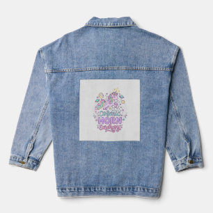 Unicorn Cosmic Horn Energy Cute Pastel Graphic Tee Denim Jacket