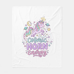 Unicorn Cosmic Horn Energy Cute Pastel Graphic Tee Fleece Blanket