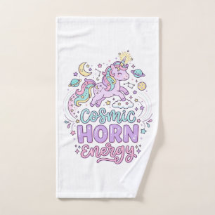 Unicorn Cosmic Horn Energy Cute Pastel Graphic Tee Hand Towel