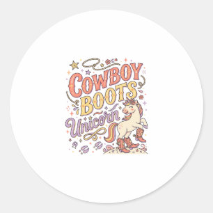 Unicorn Cowboy Boots Unicorn Whimsical Zazzle Desi Classic Round Sticker