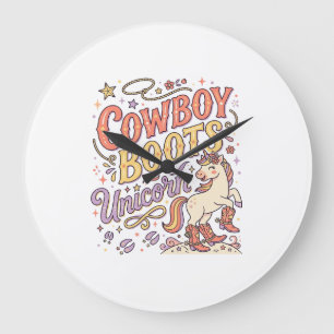 Unicorn Cowboy Boots Unicorn Whimsical Zazzle Desi Large Clock