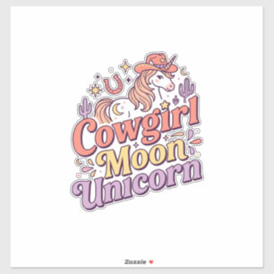 Unicorn Cowgirl Moon Unicorn Whimsical Merch Desig