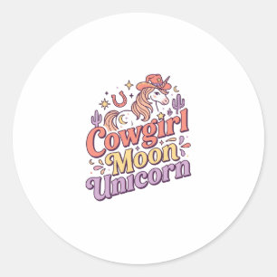 Unicorn Cowgirl Moon Unicorn Whimsical Merch Desig Classic Round Sticker