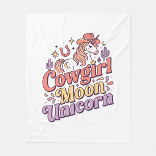 Unicorn Cowgirl Moon Unicorn Whimsical Merch Desig Fleece Blanket