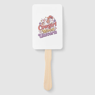 Unicorn Cowgirl Moon Unicorn Whimsical Merch Desig Hand Fan