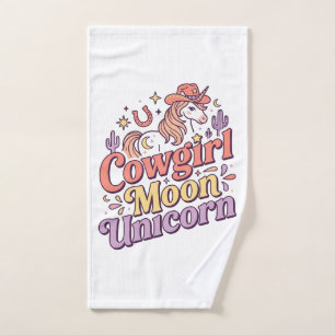 Unicorn Cowgirl Moon Unicorn Whimsical Merch Desig Hand Towel