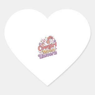 Unicorn Cowgirl Moon Unicorn Whimsical Merch Desig Heart Sticker