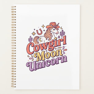 Unicorn Cowgirl Moon Unicorn Whimsical Merch Desig Planner