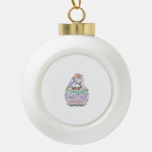 Unicorn Cowgirl Unicorn Energy Cute Pastel Product Ceramic Ball Christmas Ornament