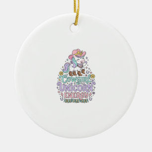 Unicorn Cowgirl Unicorn Energy Cute Pastel Product Ceramic Ornament
