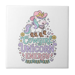 Unicorn Cowgirl Unicorn Energy Cute Pastel Product Ceramic Tile