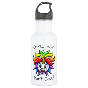 Unicorn Crazy Hair Don't Care Funny 532 Ml Water Bottle