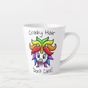 Unicorn Crazy Hair Don't Care Funny Latte Mug