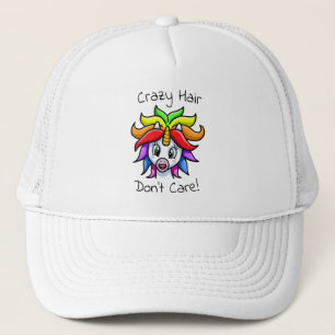 Unicorn Crazy Hair Don't Care Funny Trucker Hat
