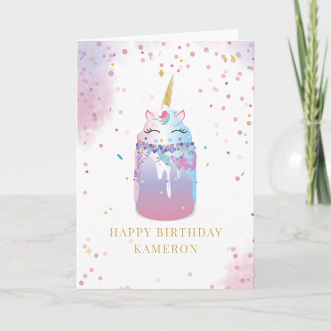 Unicorn Crazy Milkshake Girl's Birthday  Card (Front)