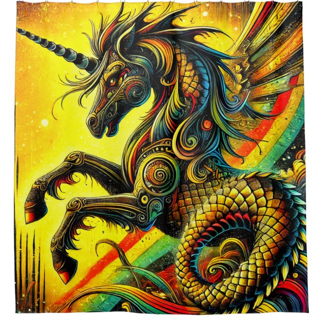Unicorn Creature Shower Curtain (Front)