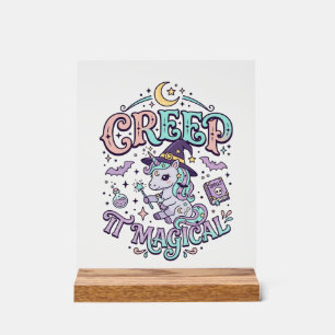 Unicorn Creep It Magical Retro Style T-Shirt Desig Acrylic Sign