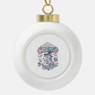 Unicorn Creep It Magical Retro Style T-Shirt Desig Ceramic Ball Christmas Ornament