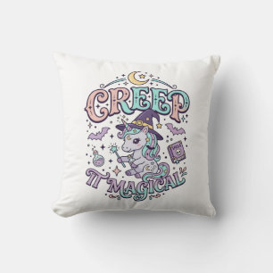 Unicorn Creep It Magical Retro Style T-Shirt Desig Cushion