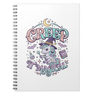 Unicorn Creep It Magical Retro Style T-Shirt Desig Notebook