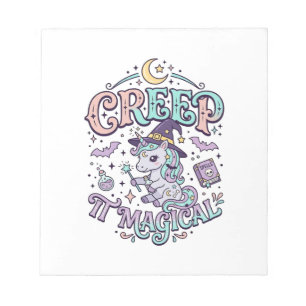 Unicorn Creep It Magical Retro Style T-Shirt Desig Notepad