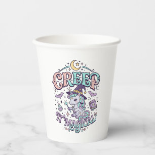 Unicorn Creep It Magical Retro Style T-Shirt Desig Paper Cups