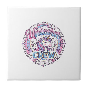 Unicorn Crew Playful Print on Demand Design_1 Ceramic Tile