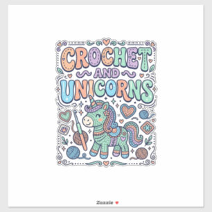 Unicorn Crochet and Unicorns Kawaii Sticker and Sh