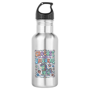 Unicorn Crochet and Unicorns Kawaii Sticker and Sh 532 Ml Water Bottle