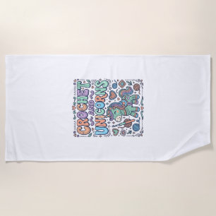 Unicorn Crochet and Unicorns Kawaii Sticker and Sh Beach Towel