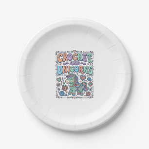 Unicorn Crochet and Unicorns Kawaii Sticker and Sh Paper Plate