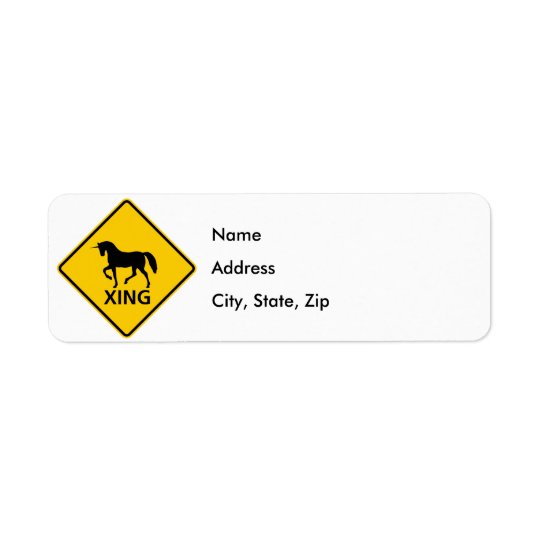 Unicorn Crossing Highway Sign Return Address Label