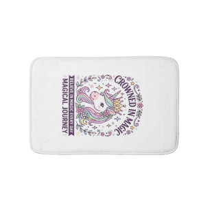 Unicorn Crowned in Magic Bold Typography Graphic T Bath Mat