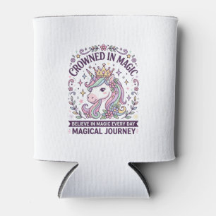Unicorn Crowned in Magic Bold Typography Graphic T Can Cooler
