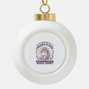 Unicorn Crowned in Magic Bold Typography Graphic T Ceramic Ball Christmas Ornament