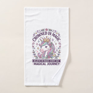 Unicorn Crowned in Magic Bold Typography Graphic T Hand Towel